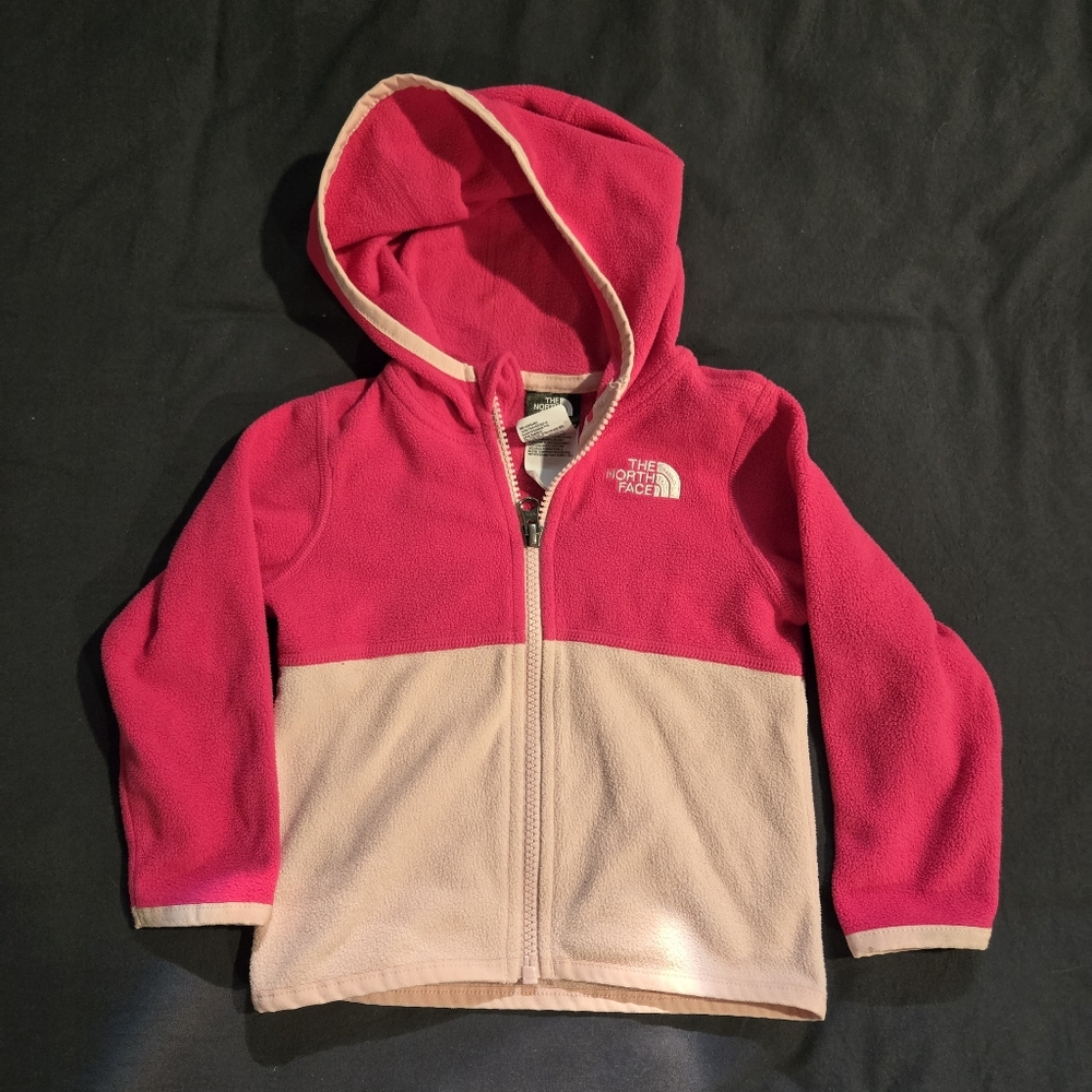 The North Face Fleece 12-18 Month Lightweight Fleece Zip Up Hooded Jacket Pink